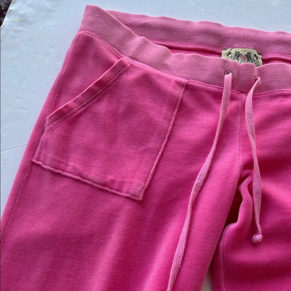 Vintage Juicy Couture Velour Y2k Tracksuit Pant Pink USA Flare Snapback Pocket M